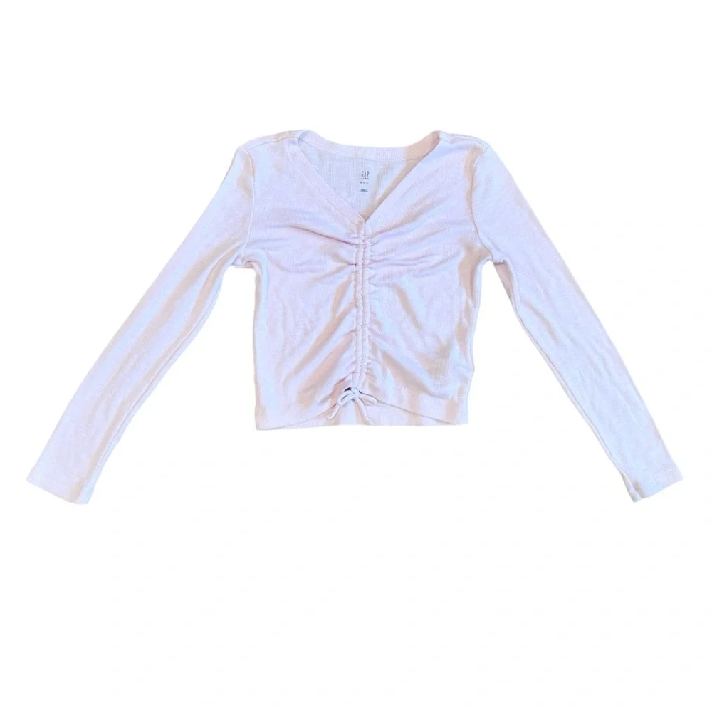 Gap Kids | Girls Set of 3 Long Sleeve Ruched Tops Cream/Black/Pink, Small